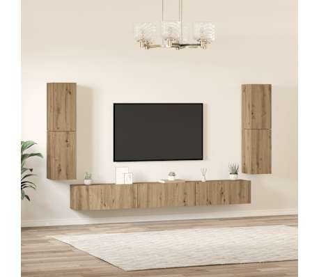 vidaXL 5 Piece TV Cabinet Set Wall-mounted Artisan Oak Engineered Wood