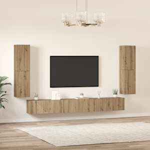 vidaXL 5 Piece TV Cabinet Set Wall-mounted Artisan Oak Engineered Wood