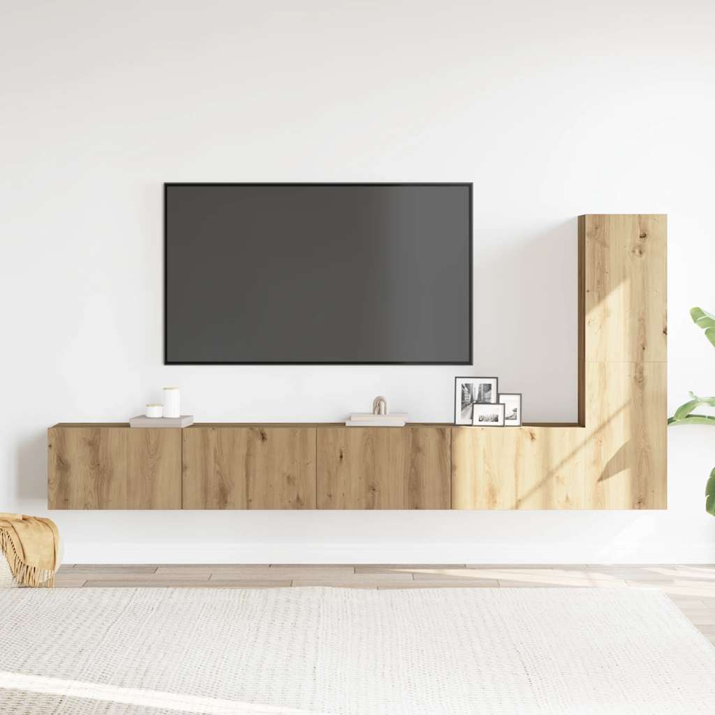 Thumbnail - vidaXL 3-tlg. TV-Schrank-Set Wandmontage Artisan-Eiche Holzwerkstoff