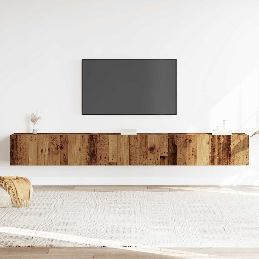 vidaXL 3-delig Tv-meubelset wandmontage bewerkt hout oud houtkleurig