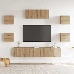 vidaXL Ensemble de meuble TV mural 7 pcs ch&ecirc;ne artisanal