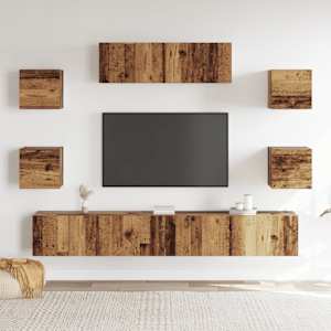 vidaXL Ensemble de meuble TV mural 7 pcs vieux bois bois d'ing&eacute;nierie