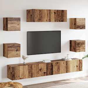 TV omara 7-delna stenski stari lesni inženirski les