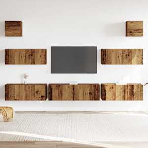 vidaXL Ensemble de meuble TV mural 7 pcs vieux bois bois d'ing&eacute;nierie