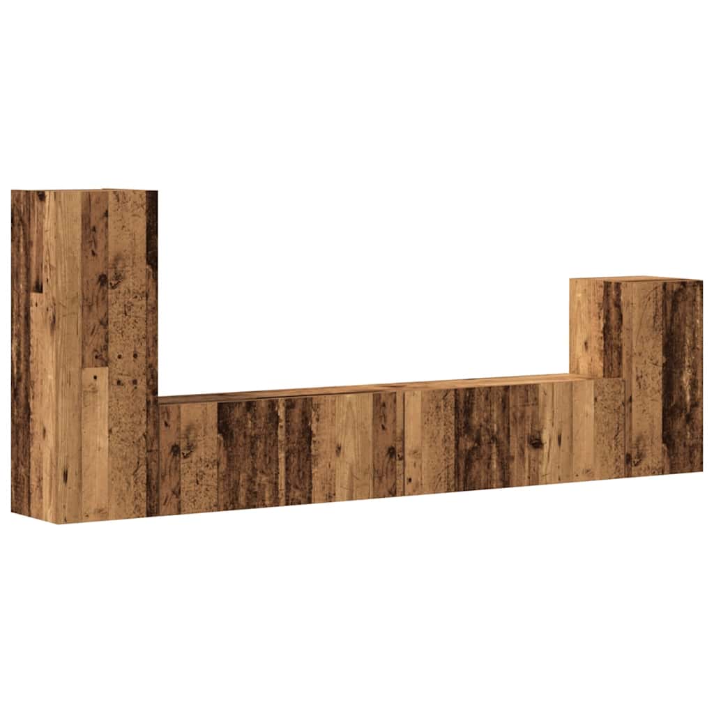 vidaXL Sada 4 kusů nástěnné TV skříňka starého dřeva kompozitní dřevo