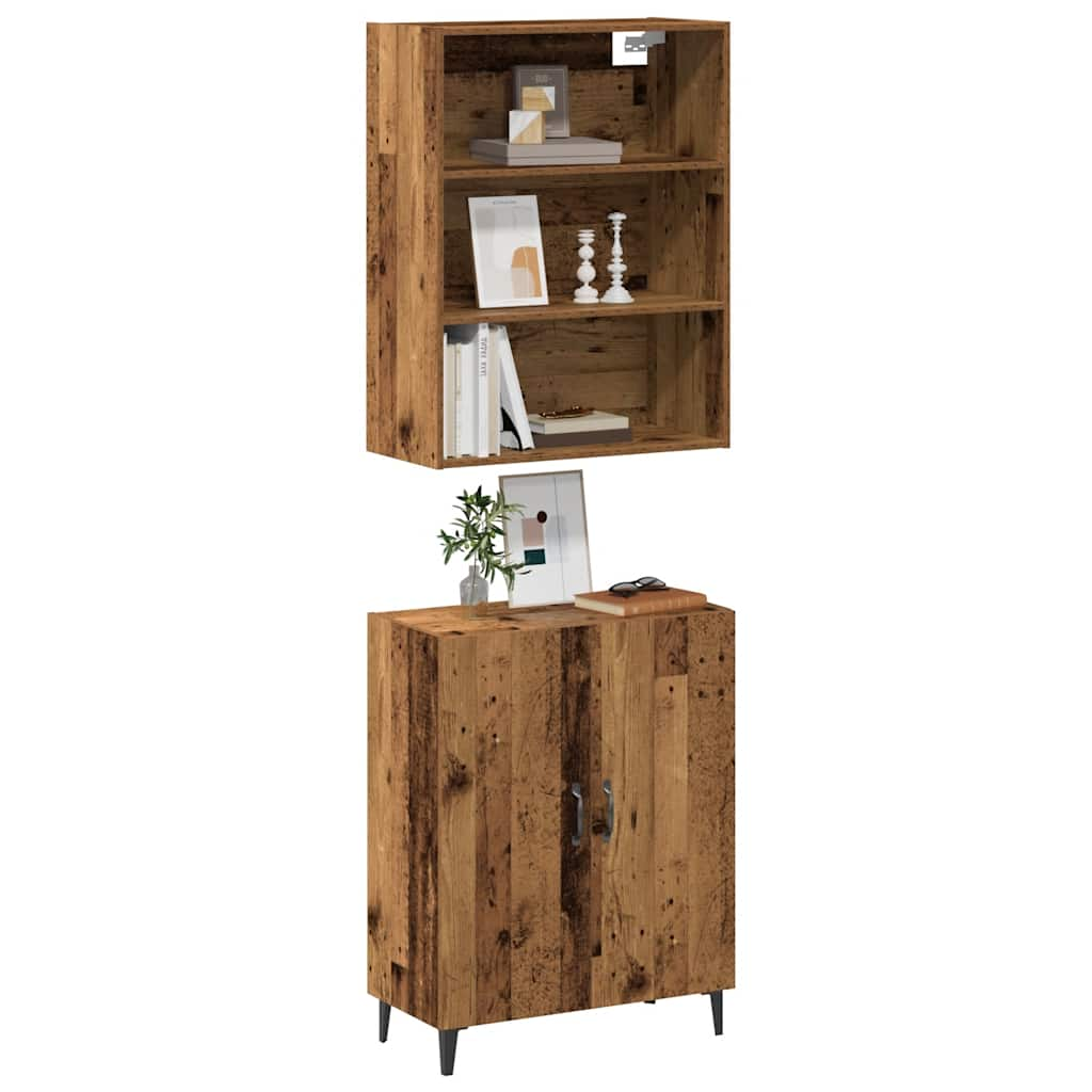 vidaXL Sideboard mit Wandschrank Altholz-Optik Holzwerkstoff