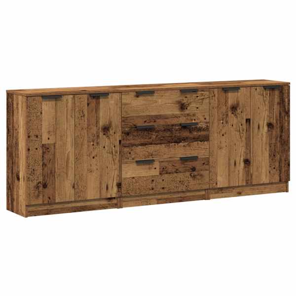 vidaXL puhvetkapid 3 tk Vana puit 60x30x70 cm Engineered Wood