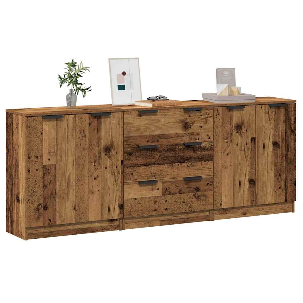 vidaXL Sideboards 3 Stk. Altholz-Optik 60x30x70 cm Holzwerkstoff