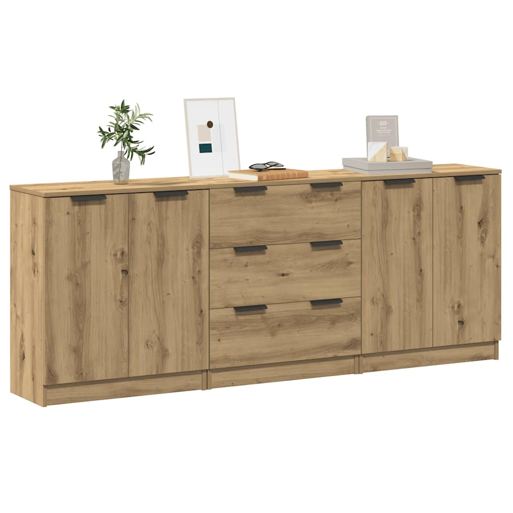 vidaXL Sideboards 3 Stk. Artisan-Eiche 60x30x70 cm Holzwerkstoff