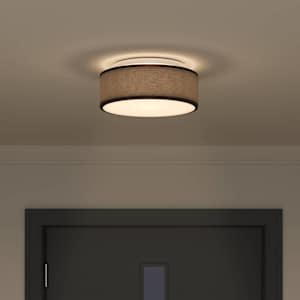 Stropní lampa s reflektory Černá 30 x 30 x 13,5 cm textil - obrázek 4