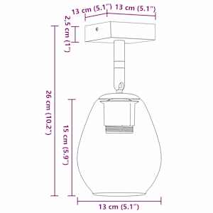 Stropní bodové světlo Černá 13 x 13 x 26 cm Sklo a kov - obrázek 13