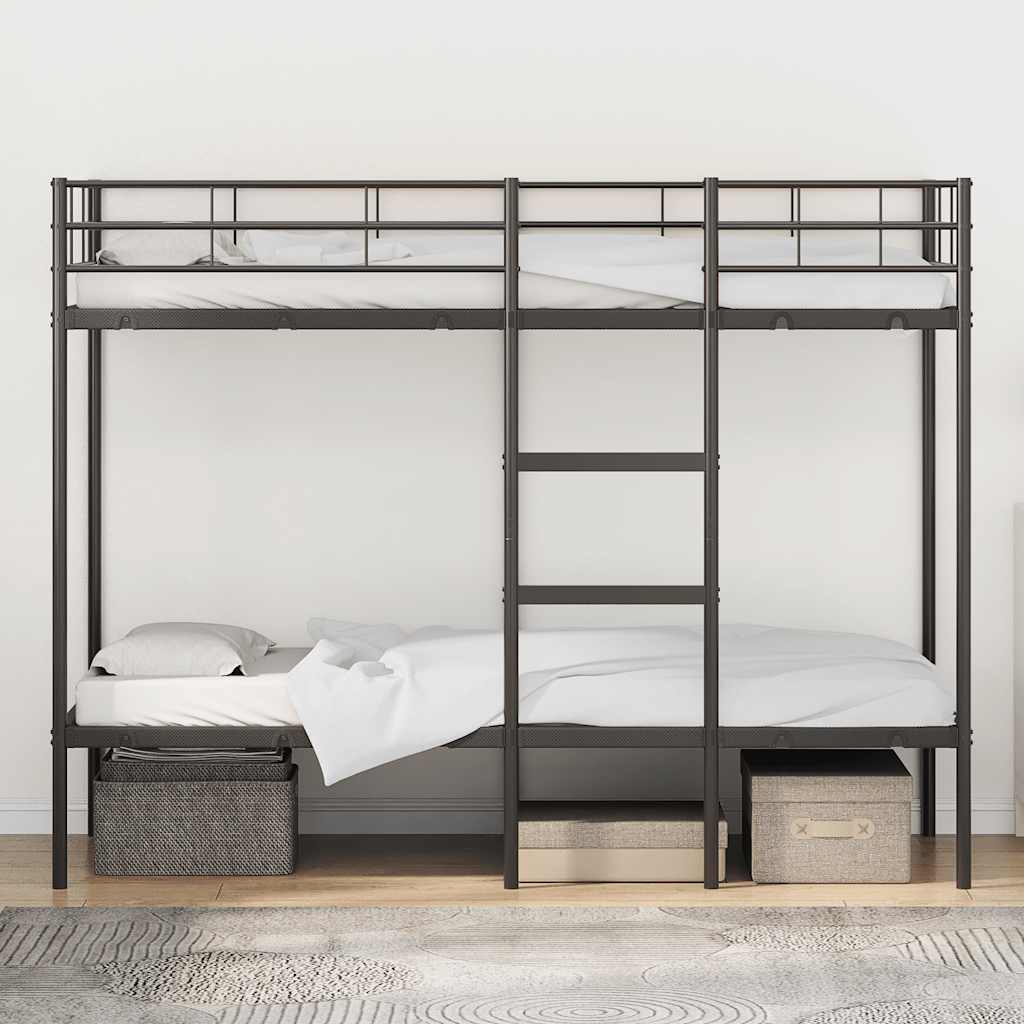 Thumbnail - vidaXL Etagenbett ohne Matratze Schwarz 75x190 cm Stahl