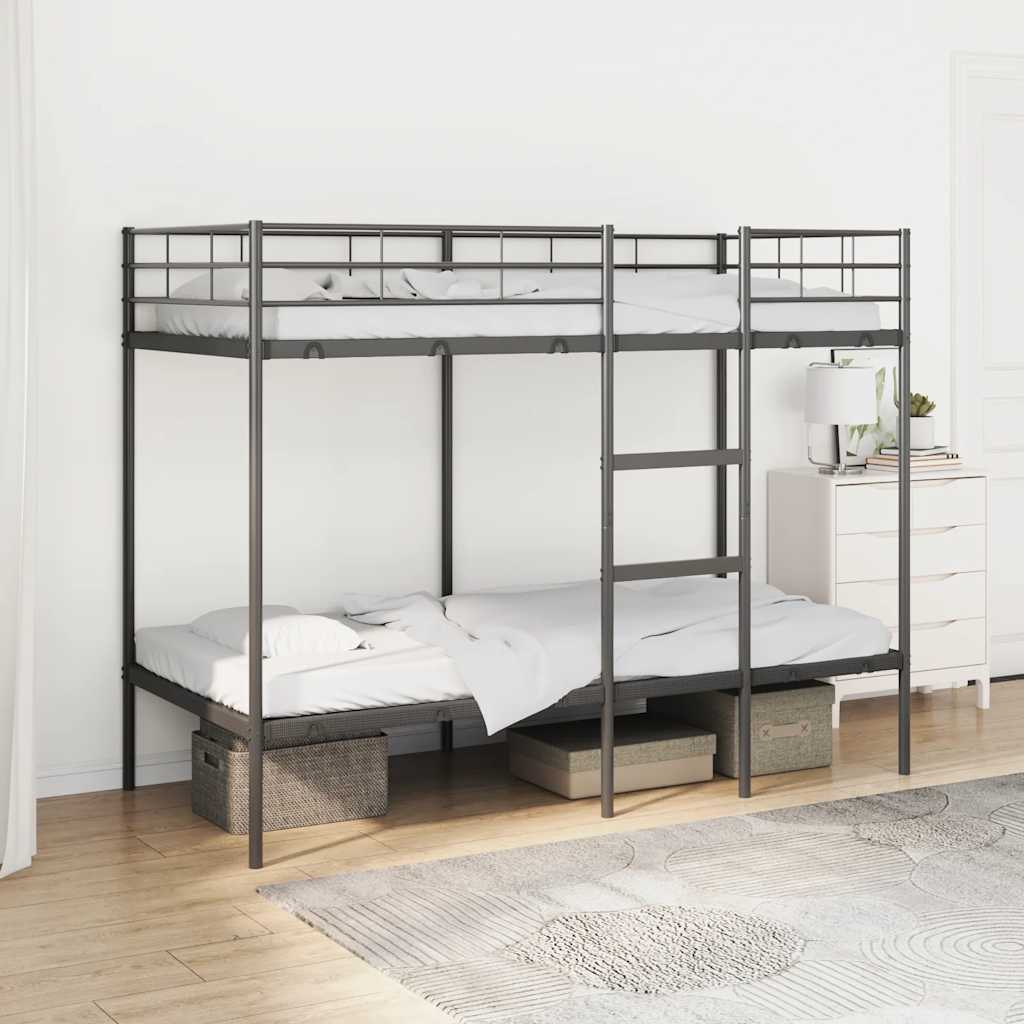 vidaXL Etagenbett ohne Matratze Schwarz 90x190 cm Stahl