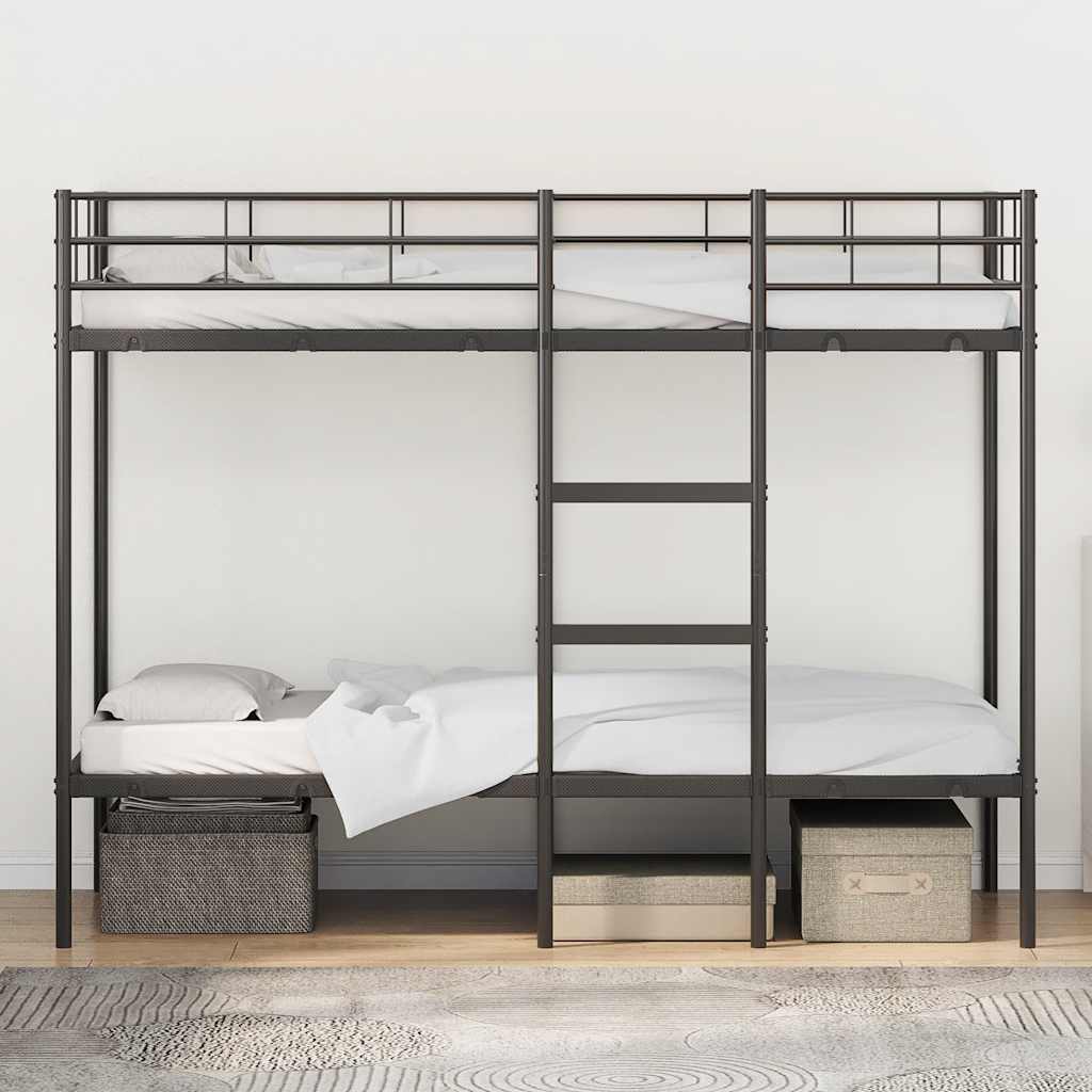 vidaXL Stapelbed zonder matras 90x200 cm staal zwart afbeelding