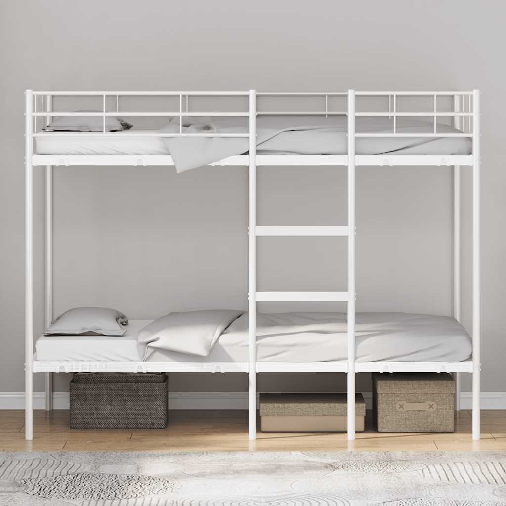 vidaXL Stapelbed zonder matras 90x190 cm staal wit afbeelding