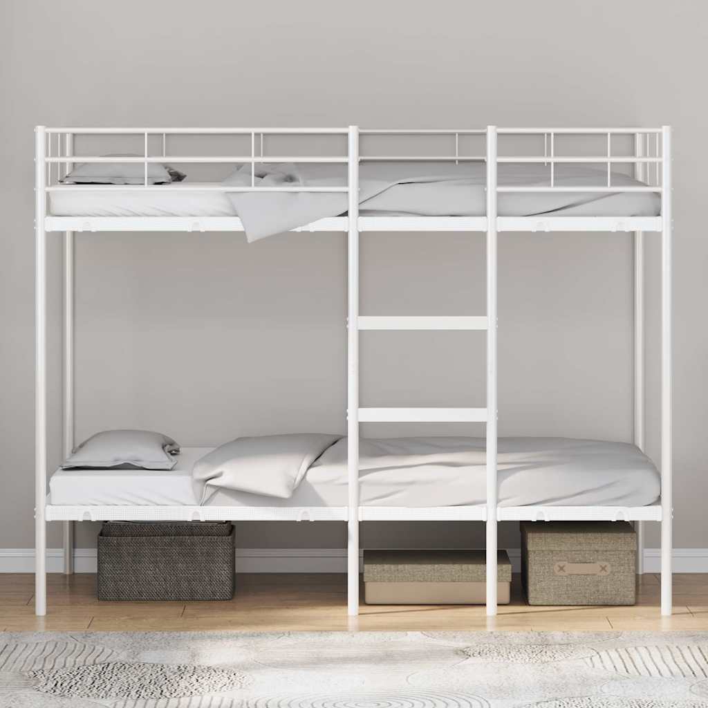 vidaXL Stapelbed zonder matras 90x200 cm staal wit afbeelding