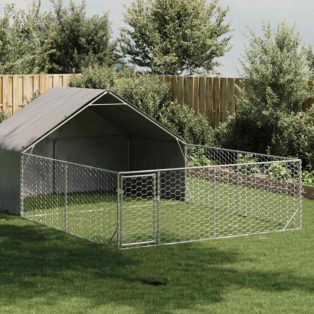 vidaXL Outdoor-Hundezwinger mit Auslauf 6x3x1,9 m Verzinkter Stahl