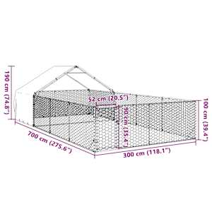 Venkovní psí kotec s výběhem 7x3x1,9 m pozinkovaná ocel - obrázek 8