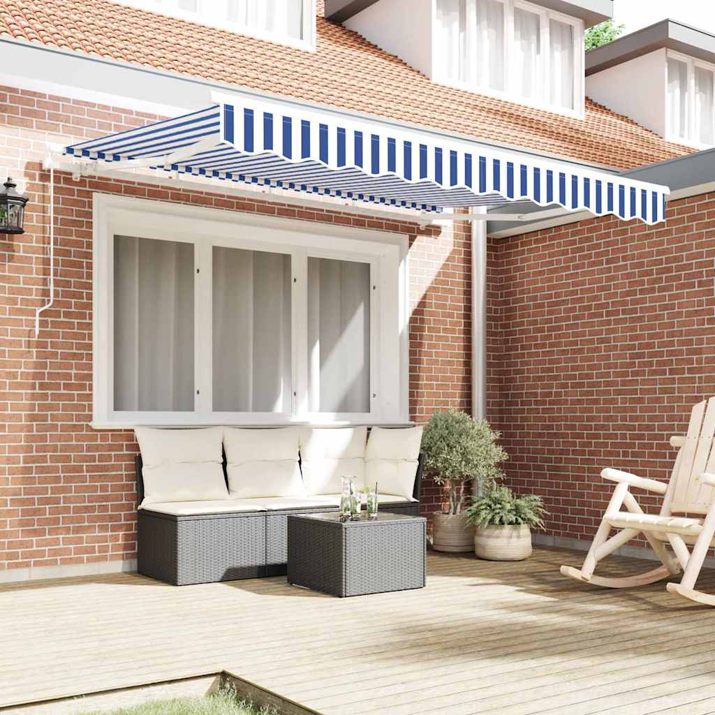 vidaXL Vervangingsdoek voor zonnescherm Blauw en wit 250 x 200 cm