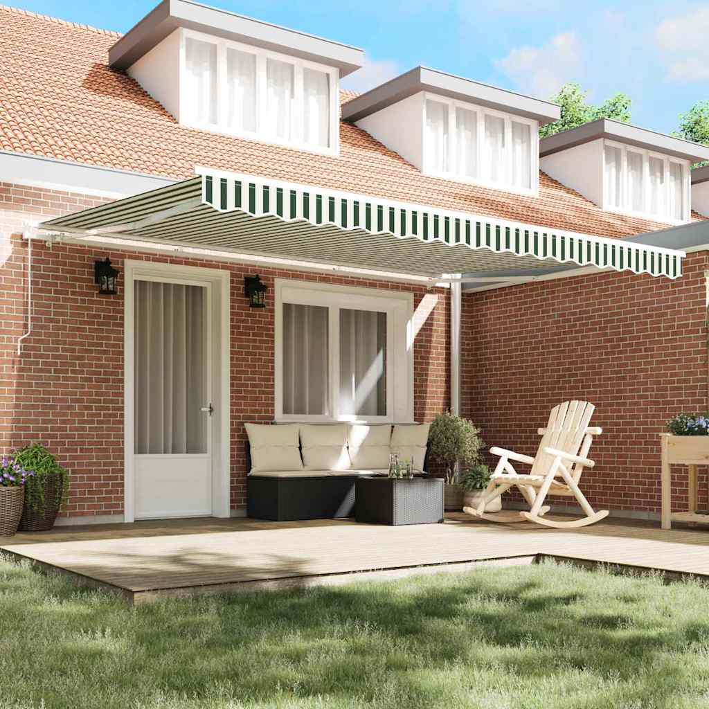 vidaXL Vervangingsdoek voor zonnescherm Groen en wit 450 × 300 cm