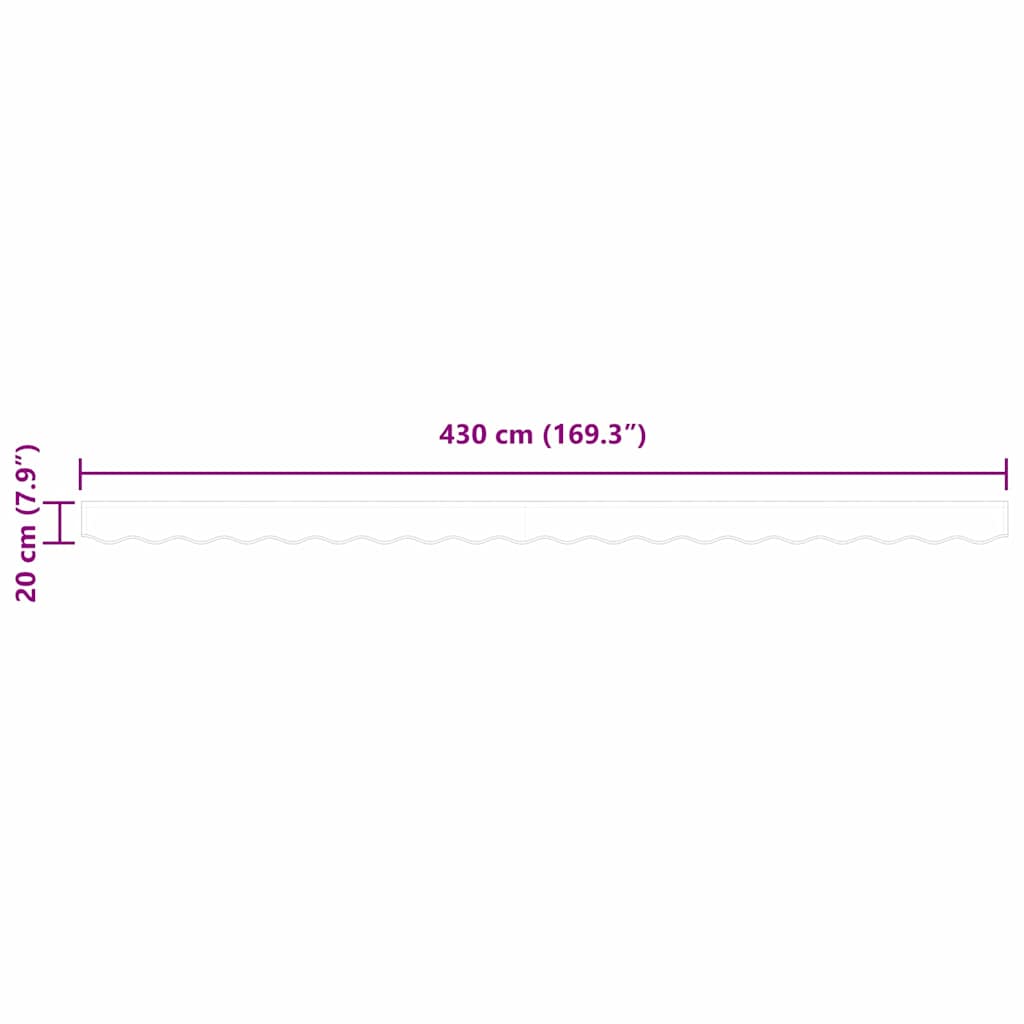 4.5 m-es napellenző átkötő, világosszürke, mérete 4.3x0.2 m. 