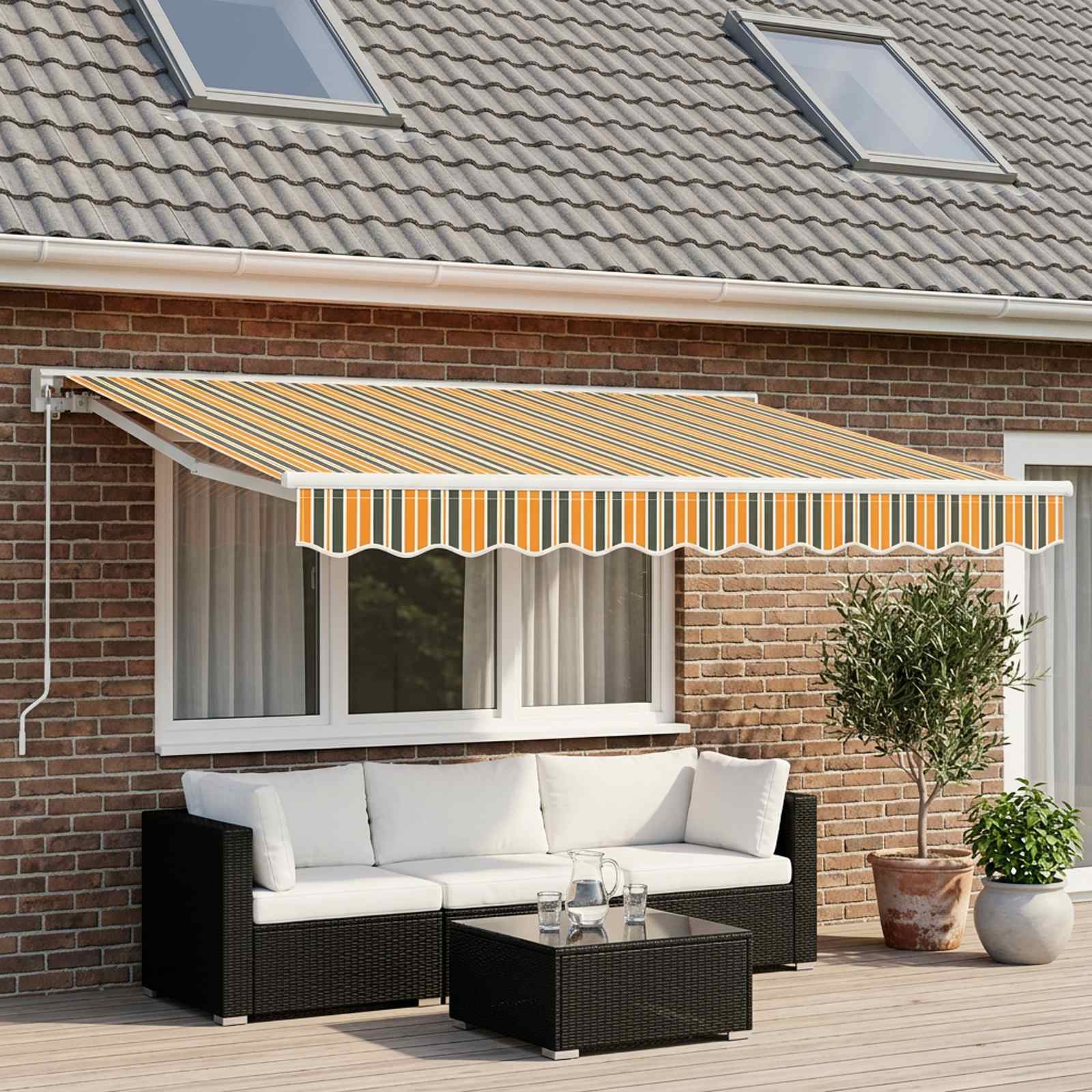 vidaXL Ersatzvolant für Markise für 3 m Grün-gelb gestreift Polyester