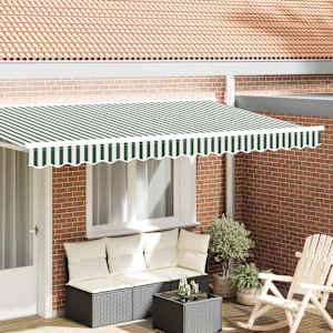 Markýza Zelená a bílá 380 x 20 cm plátno - obrázek 1