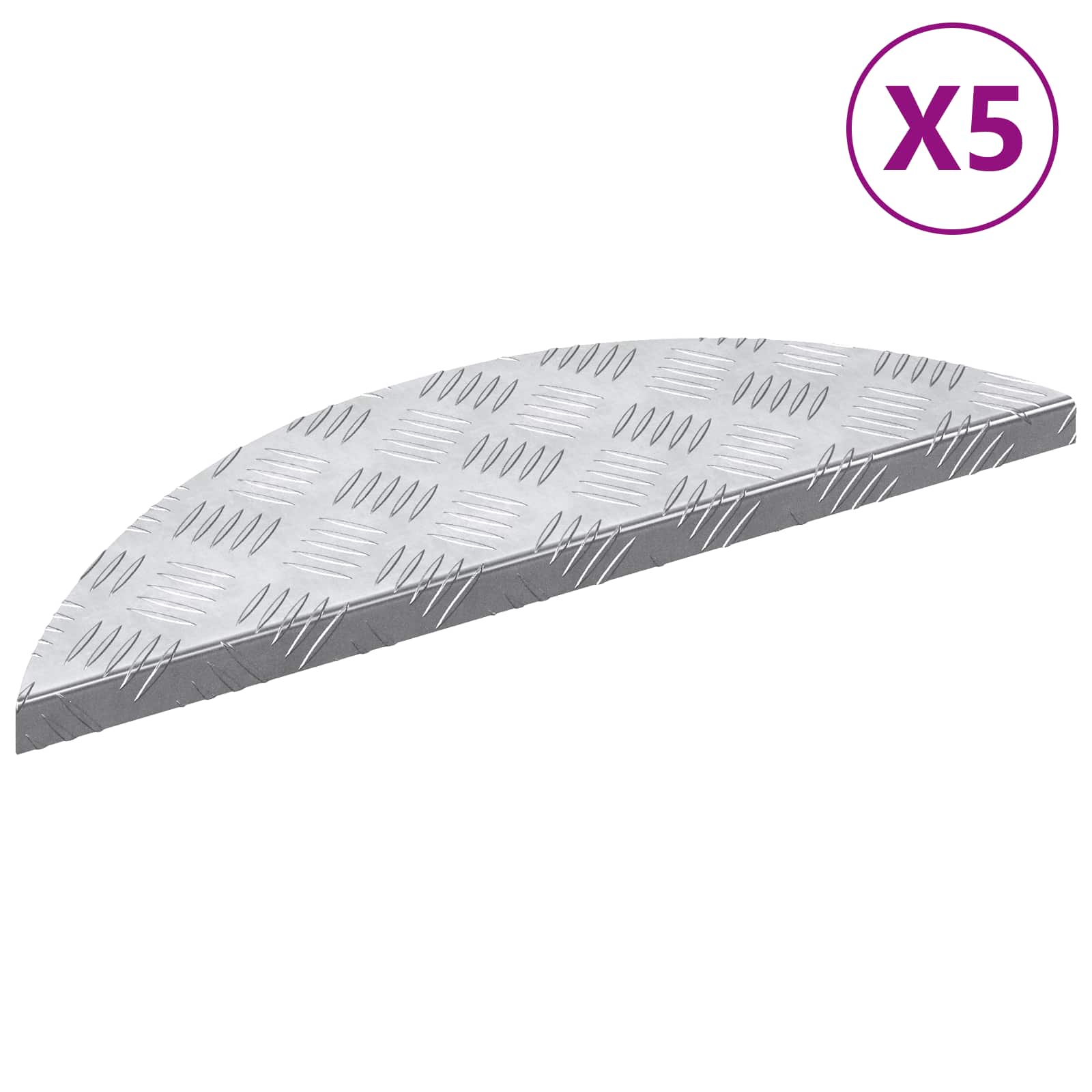 vidaXL Treppe Tritt Halbmond 5 pcs Silber 60 x 18 cm Aluminium