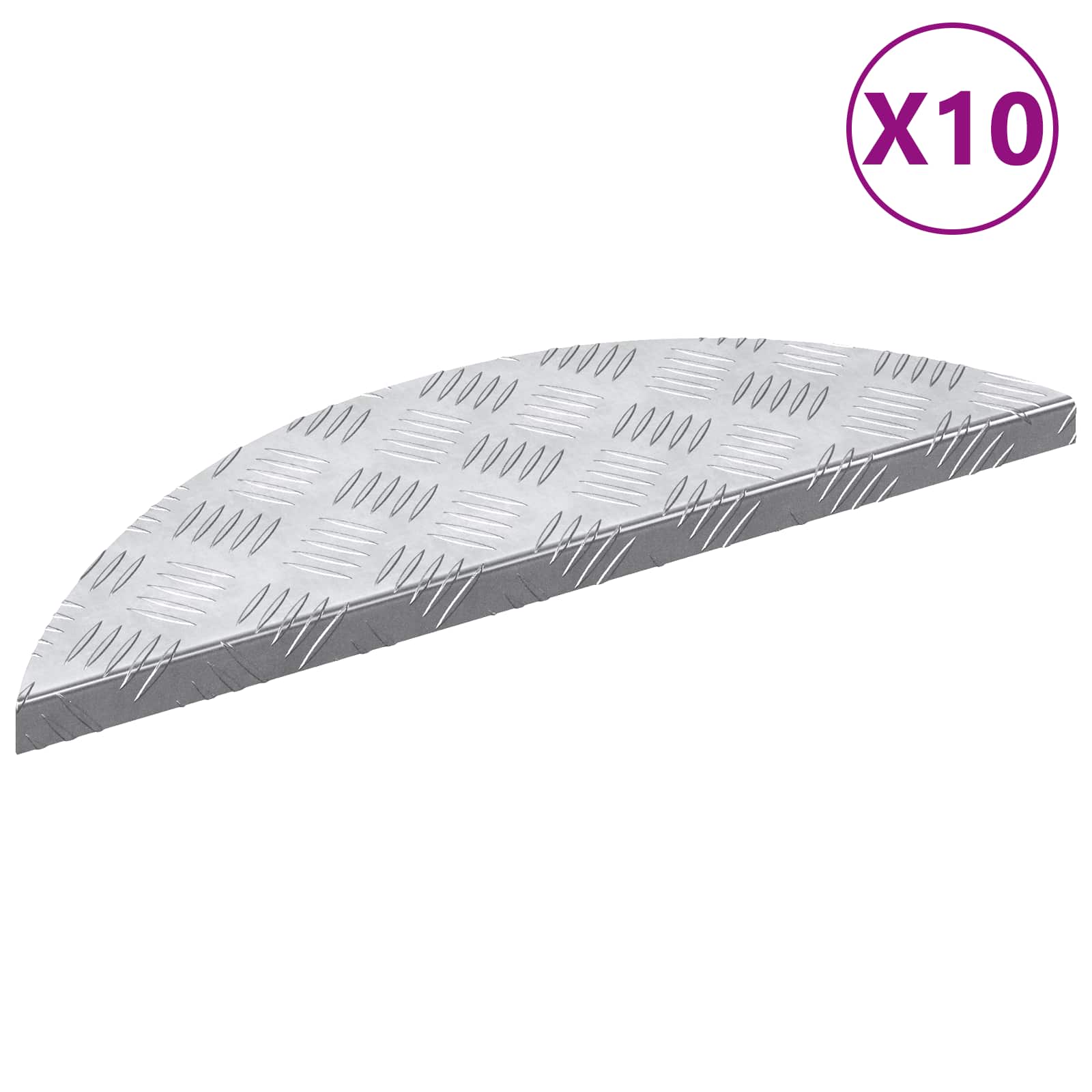 vidaXL Treppe Tritt Halbmond 10 pcs Silber 60 x 18 cm Aluminium