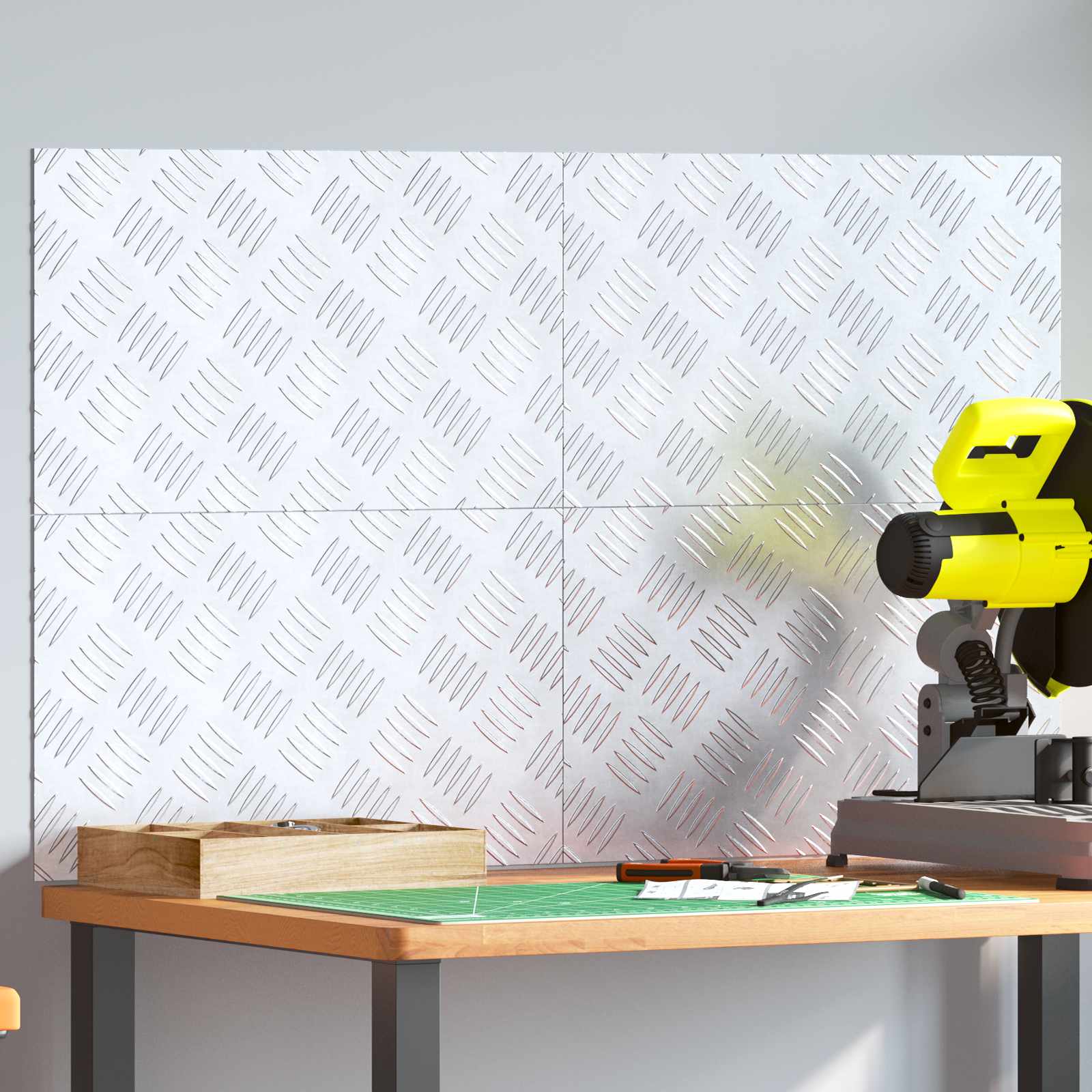 Ruudulised Plaadid 4 pcs Hõbedane 50 x 30 cm Alumiinium