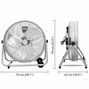 Bubenový ventilátor s kolem Stříbrná 73 x 42 x 70 cm Hliník - obrázek 9