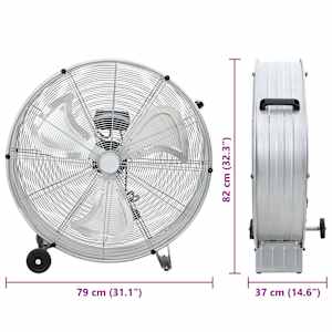 Bubenový ventilátor s kolem Stříbrná 79 x 37 x 82 cm Hliník - obrázek 8