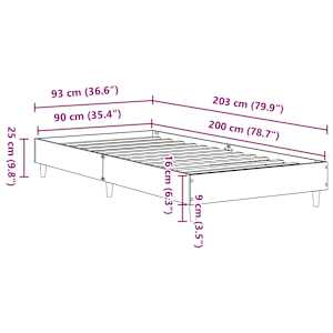 Rám postele Betonově šedá 203 x 93 x 25 cm kompozitní dřevo - obrázek 10