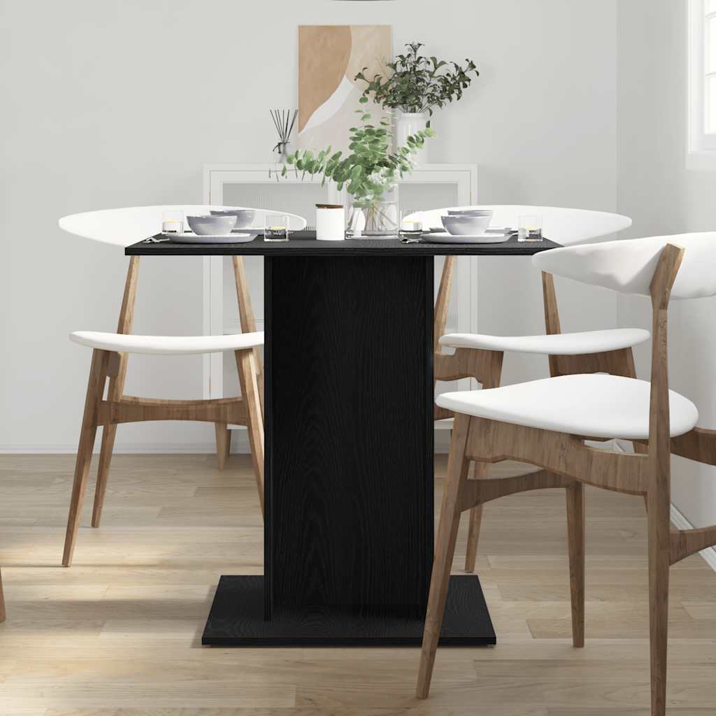 vidaXL Eettafel Zwart Eiken 80x80x75 cm Bewerkt Hout