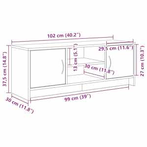 TV stolek černý dub 102 x 30 x 37,5 cm, dřevo - obrázek 11