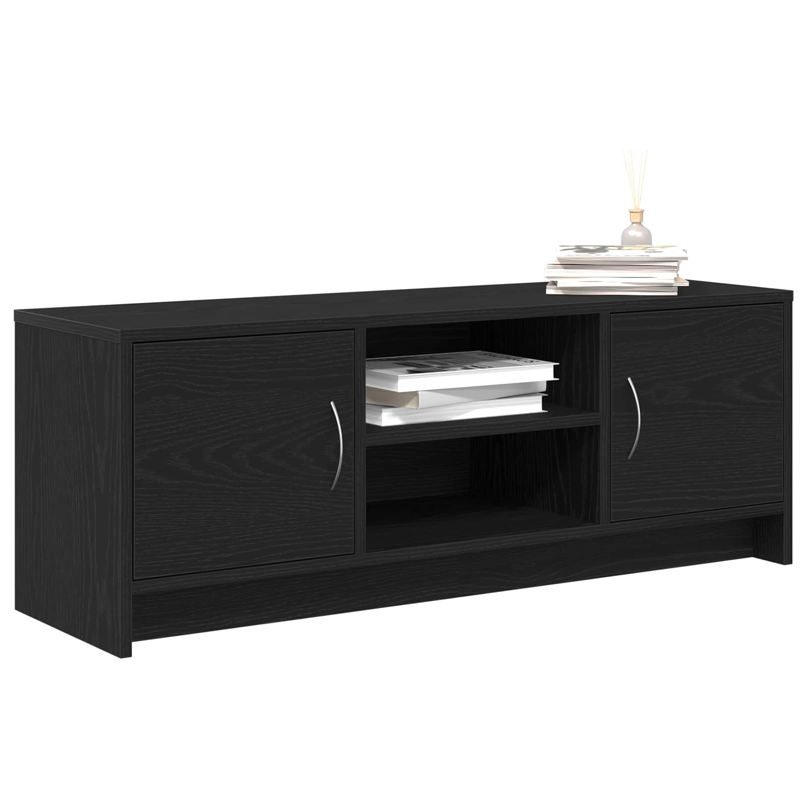 vidaXL TV-meubel Zwart Eiken 102x30x37,5 cm Engineered Wood, foto 2