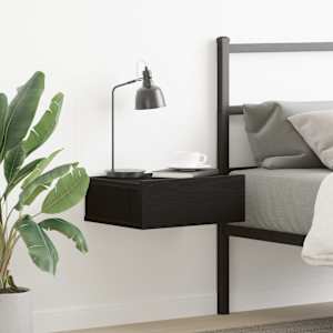 Plavajoča nočna omarica črn hrast 40x32x15 cm inženirski les