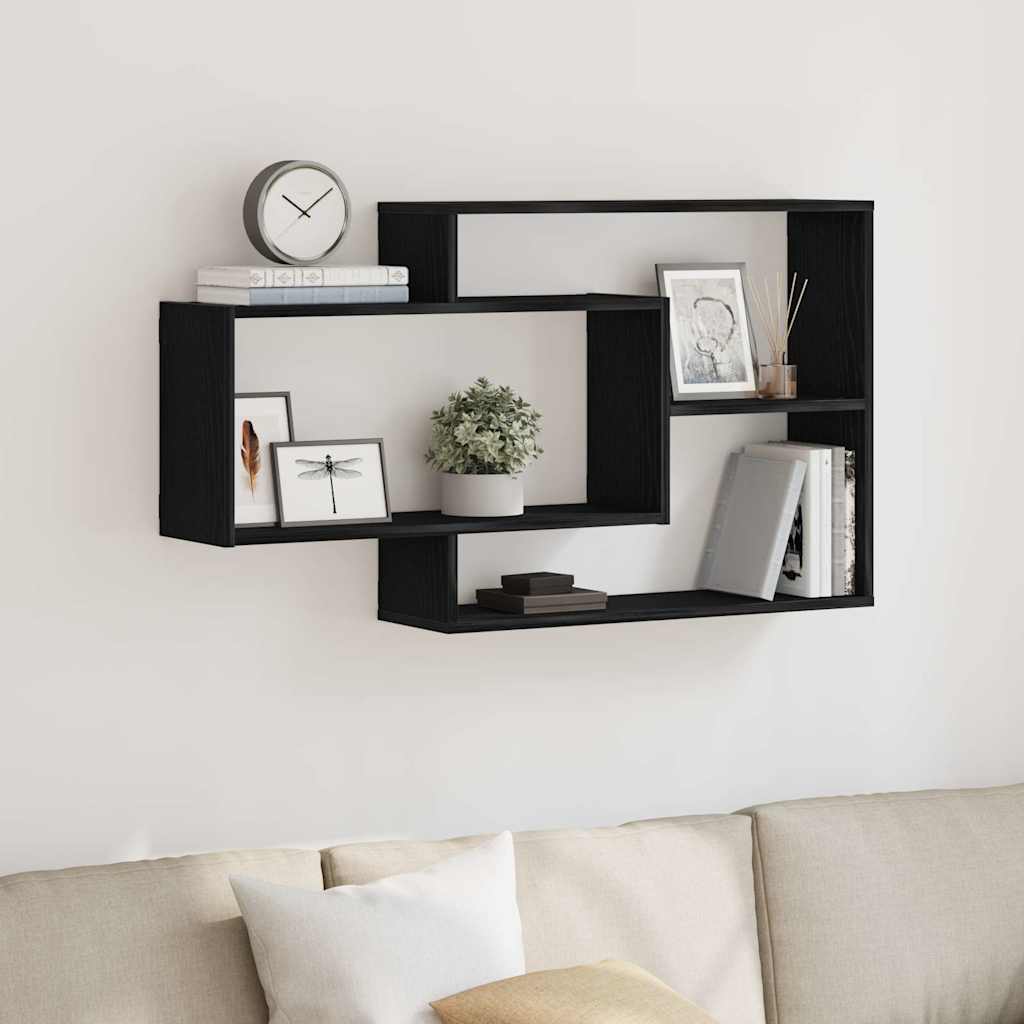 vidaXL Wandplank Zwart Eiken 104x20x58,5 cm Bewerkt Hout