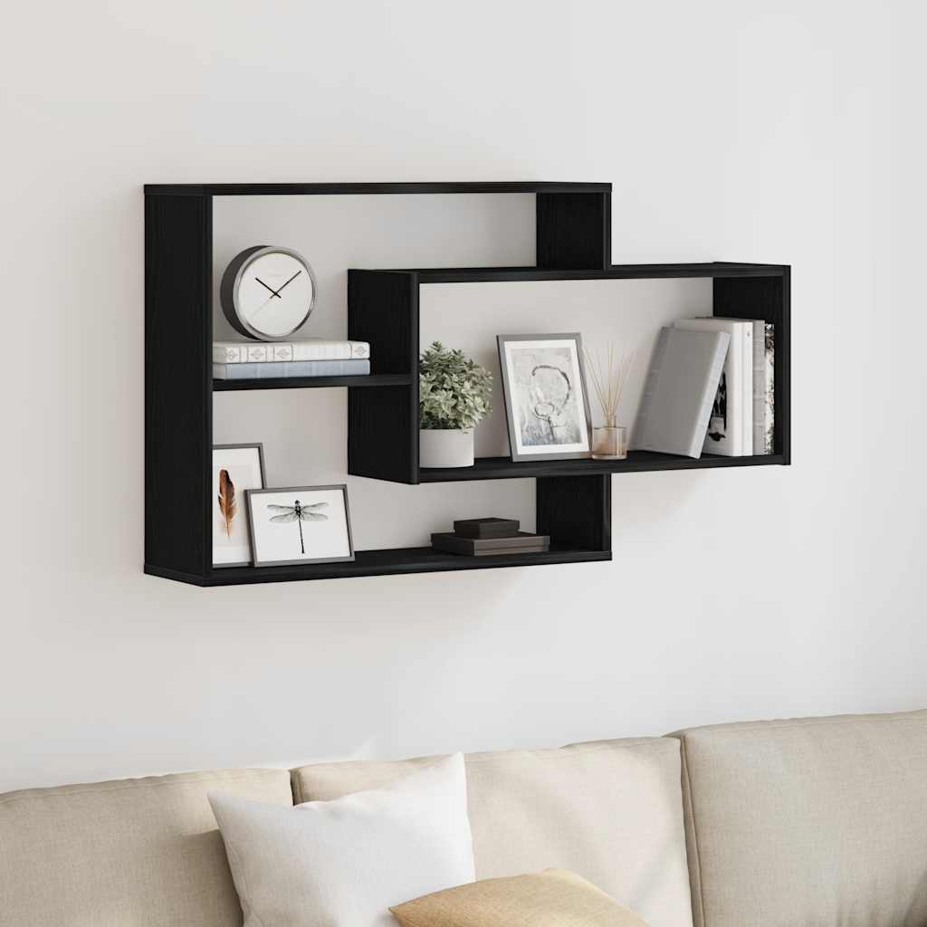 vidaXL Wandregal Eiche Schwarz 104x20x58,5 cm Holzwerkstoff