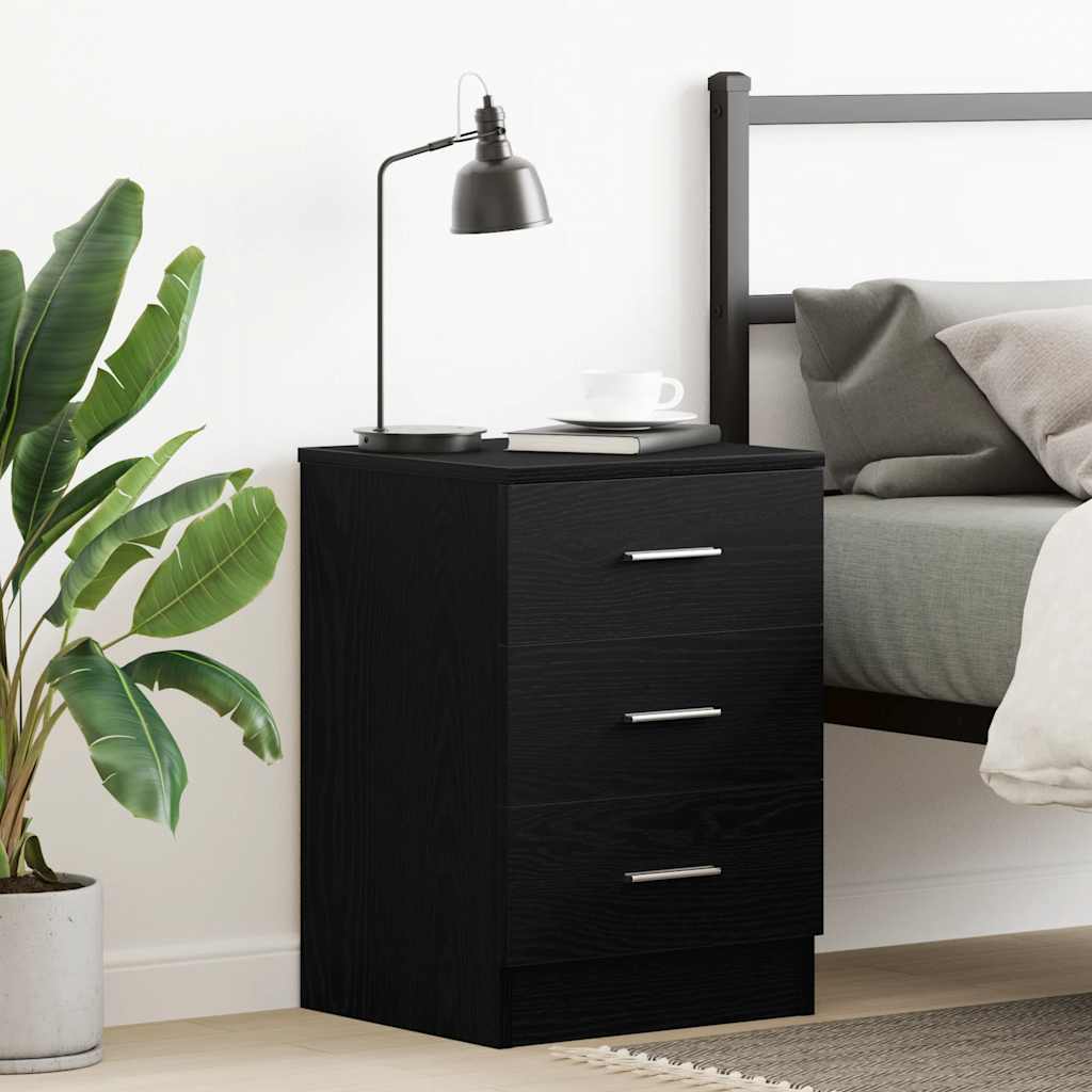 vidaXL Sängbord svart ek 38x35x55 cm konstruerat trä