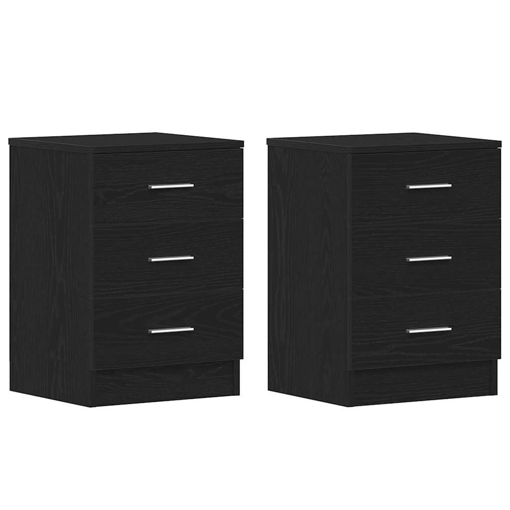 vidaXL Nachtkastjes 2 stuks Zwart Eiken 38x35x55 cm Bewerkt Hout