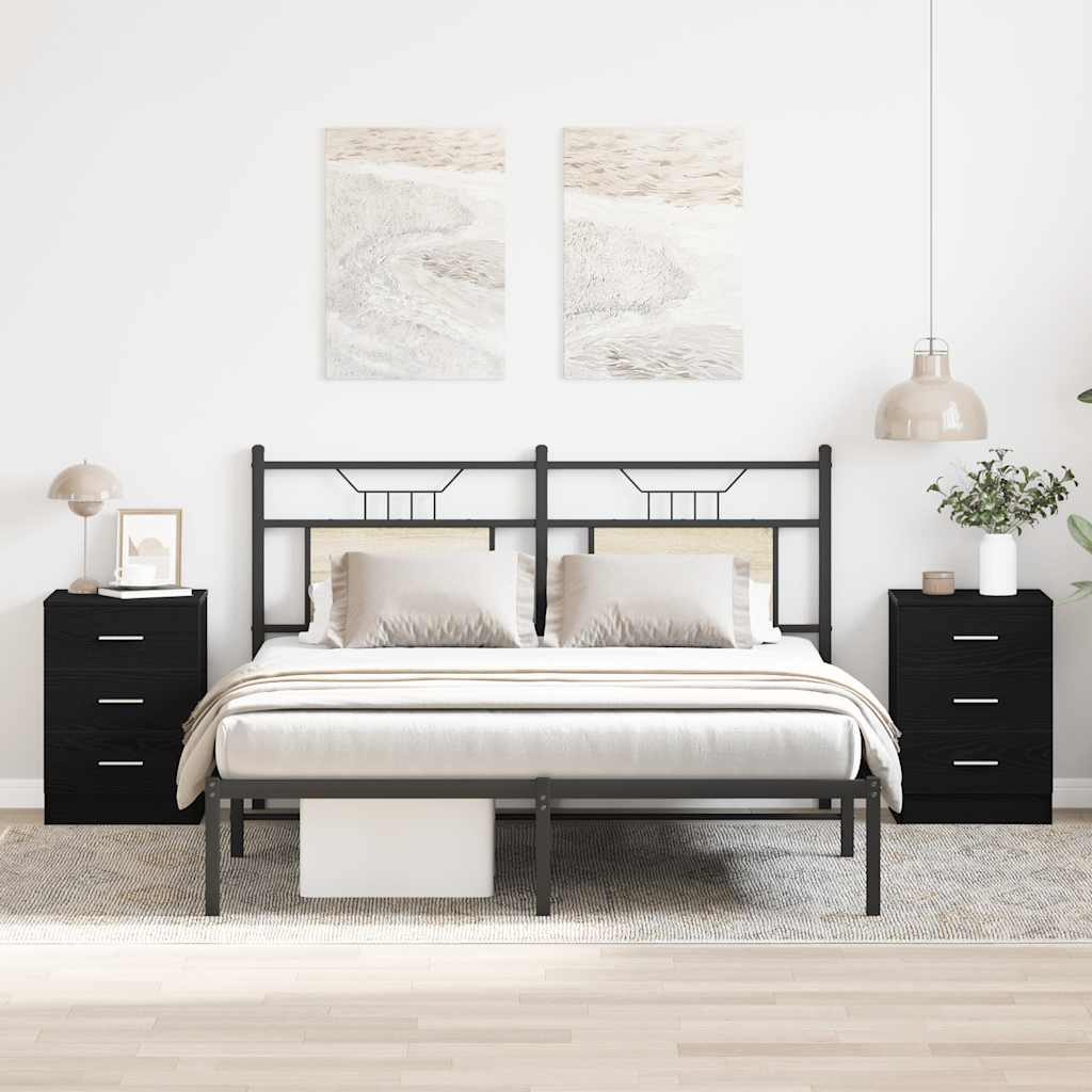 Bedside Cabinets 2 pcs Black Oak 38x35x55 cm Engineered Wood