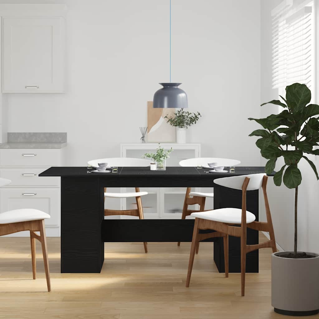 vidaXL Eettafel Zwart Eiken 180x90x76 cm Bewerkt Hout
