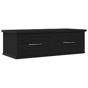 vidaXL Seinekapp Seinale kinnitav Must tamm 60 x 26 x 18,5 cm