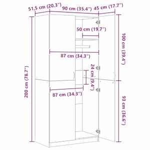 Šatní skříň Černý dub 90 x 52 x 200 cm kompozitní dřevo - obrázek 12
