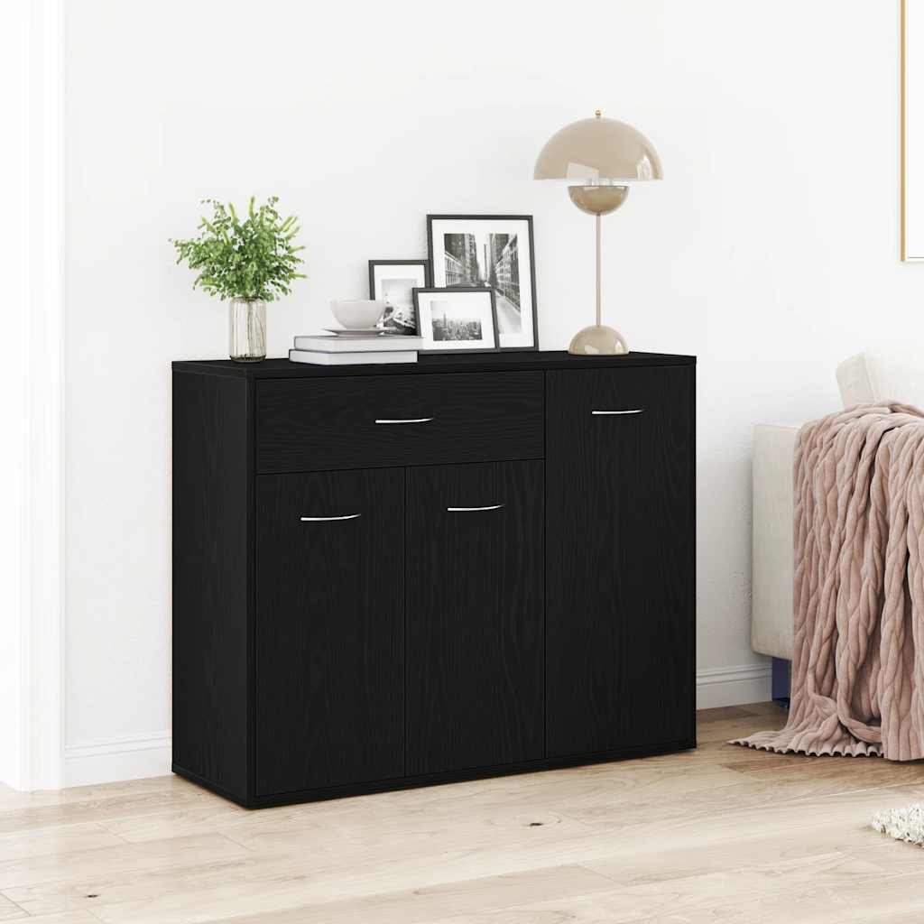 vidaXL Skjenk svart eik 88x30x70 cm konstruert tre