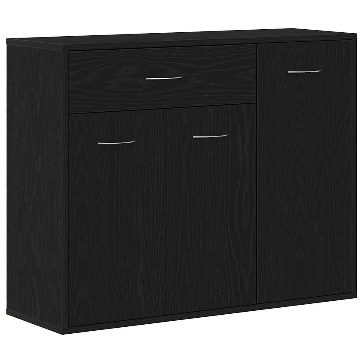 Skænk sort egetræ 88x30x70 cm konstrueret træ - Billede 4
