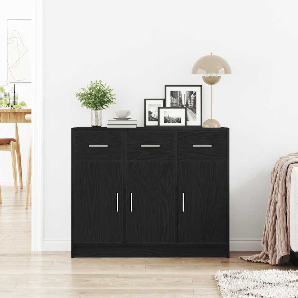 vidaXL Dressoir Zwart Eiken 91x28x75 cm Engineered Wood