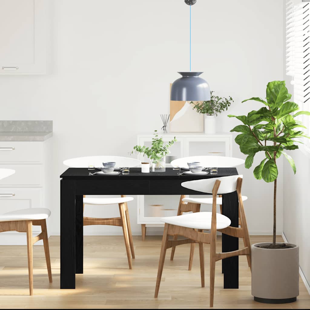 vidaXL Eettafel Zwart Eiken 120x60x76 cm Bewerkt Hout
