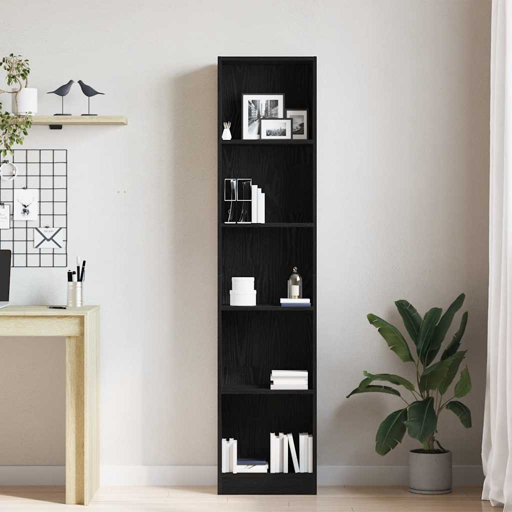 vidaXL Boekenkast Zwart Eiken 40x24x176 cm Engineered Wood
